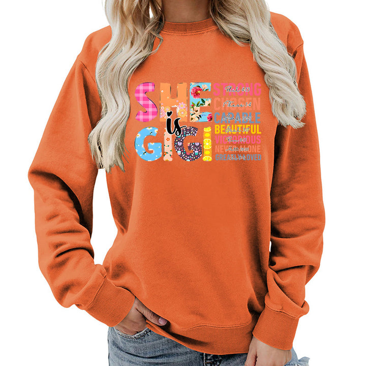 Kvinders sweatshirt med inspirerende tekstdesign Stilla