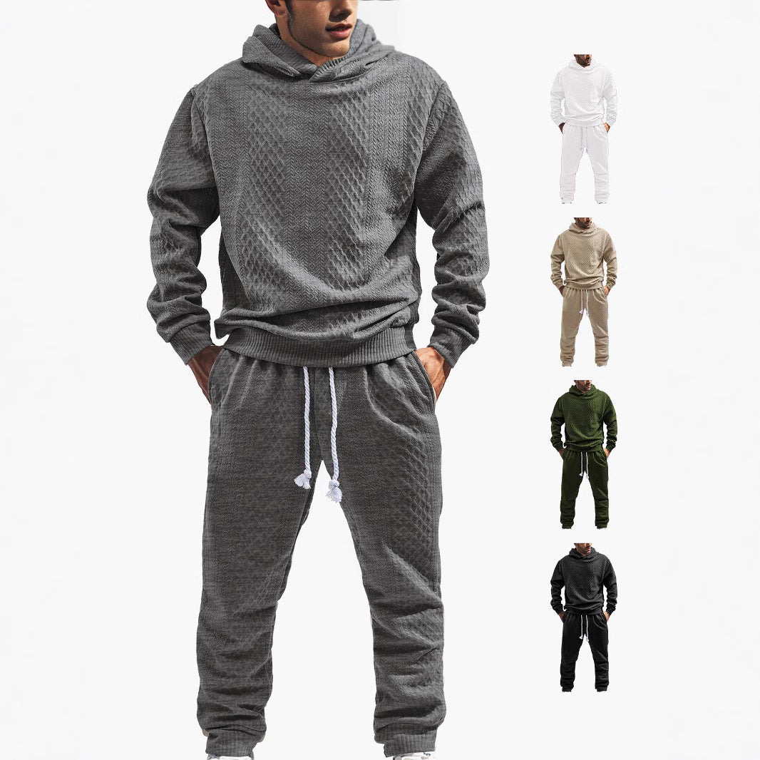Herre sporty fritidssæt med struktureret design og hævet hætte Stilla