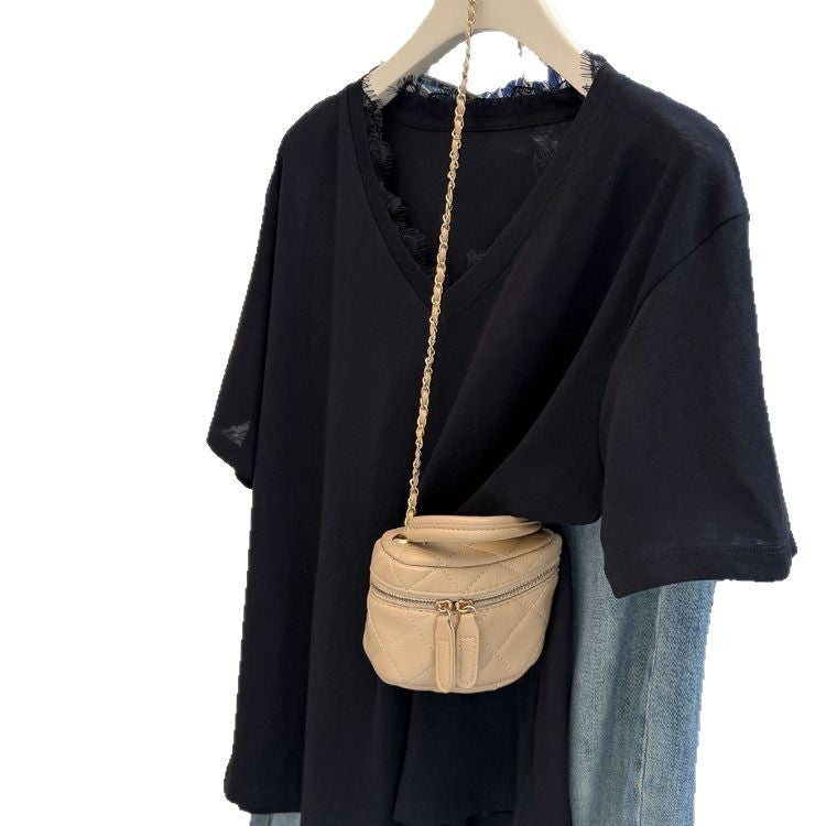 Femme Relaxed V-Udskæring Slub Tee Stilla