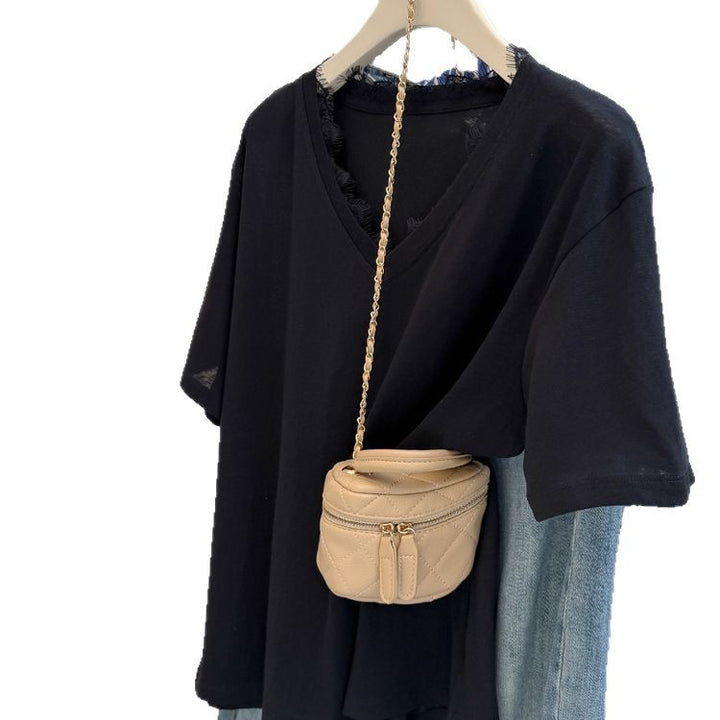 Femme Relaxed V-Udskæring Slub Tee Stilla