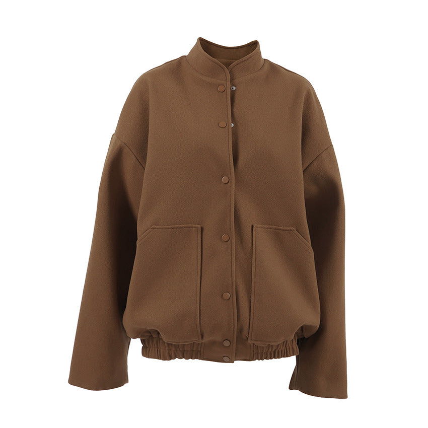 Dame Oversized Fleecejakke med trykknaplukning og sidelommer Stilla