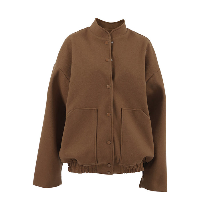 Dame Oversized Fleecejakke med trykknaplukning og sidelommer Stilla