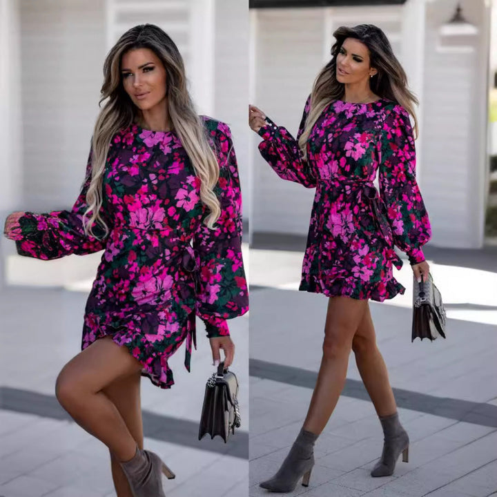 Femme Floral Rynket Værdress Stilla