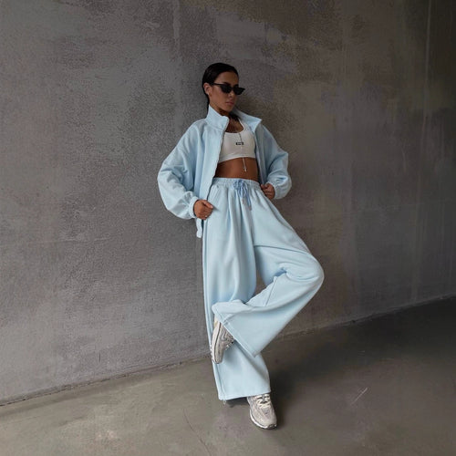 Kvindernes sporty oversized lounge sæt med elastisk talje Skovae