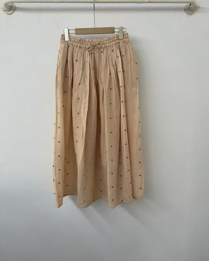 Femme Polka Dot Maxi Skirt med elastisk talje Stilla