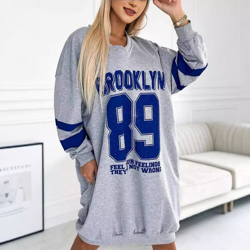 Femme Overstørrelse Grafik Pullover Kjole Stilla