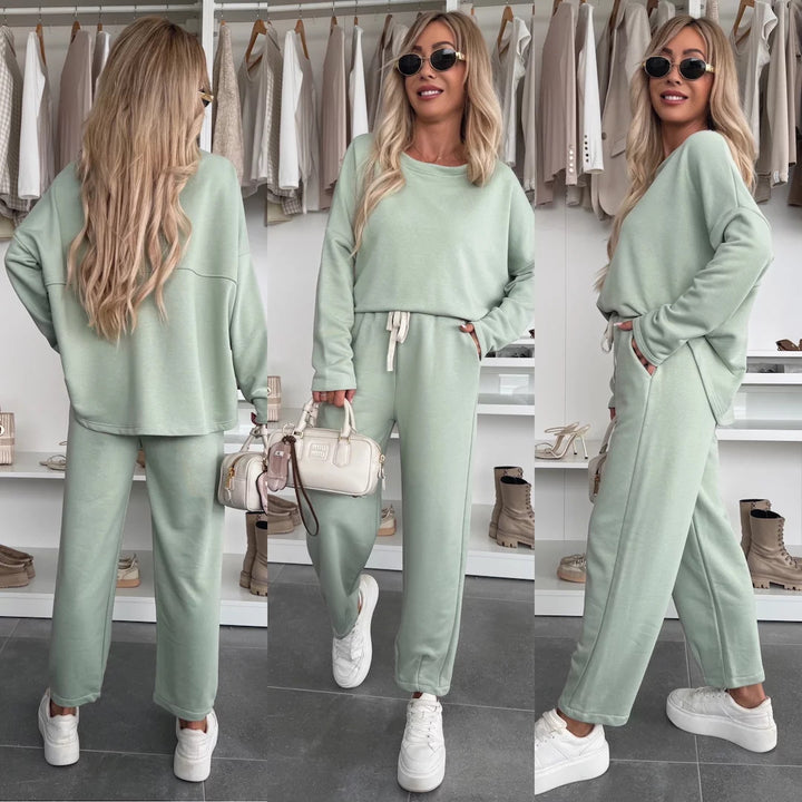 Kvinders loungewear sæt med komfortabel elastisk talje og moderne sweatshirt