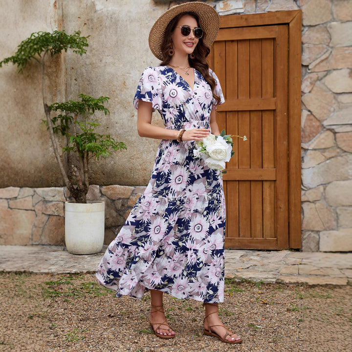 Femme Floral Print High-Low Maxikjole Stilla