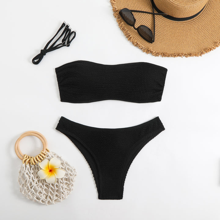 Dame bandeau-bikini med struktureret overflade og elastisk design Stilla