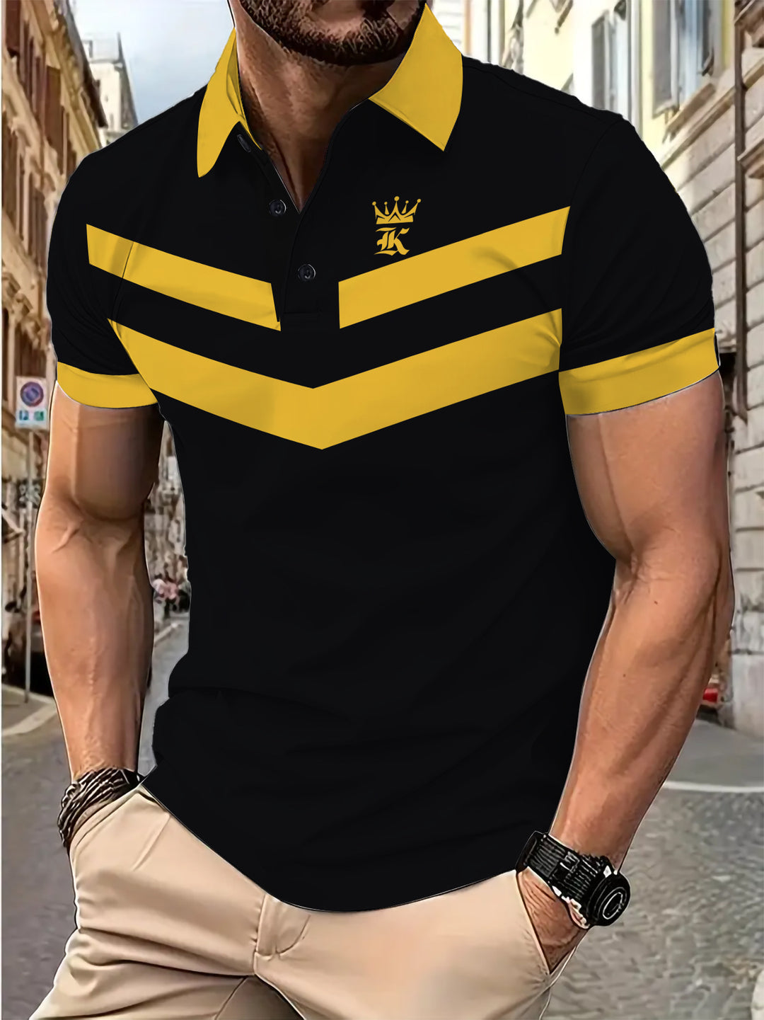 Herrer Poloshirt med moderne V-udskæring og dynamisk farvedesign Stilla