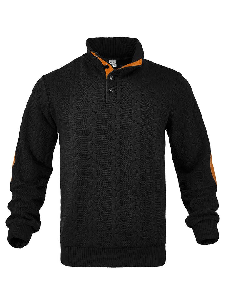 Herre strikket pullover med halvlukning og struktureret design Stilla