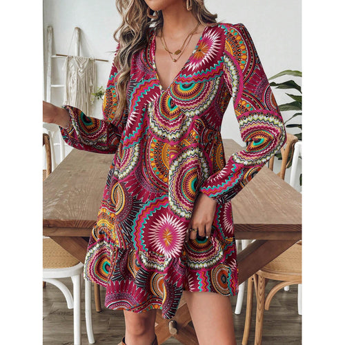 Femme Vibrant Bohemian-Style Mini Kjole Stilla