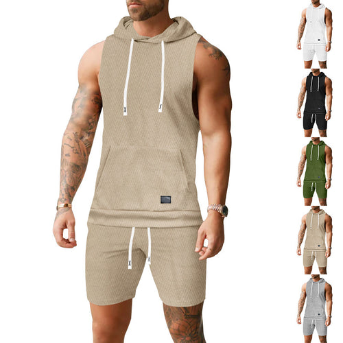 Herrer Sporty Hoodie Shirt og Shorts Sæt med innovativt Design Stilla