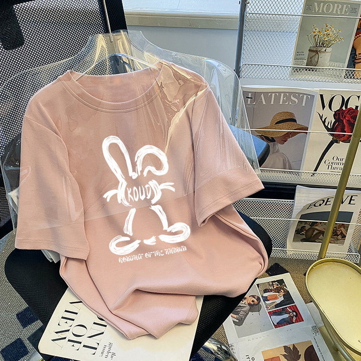 Dame T-shirt med legesyg kanin-design Stilla