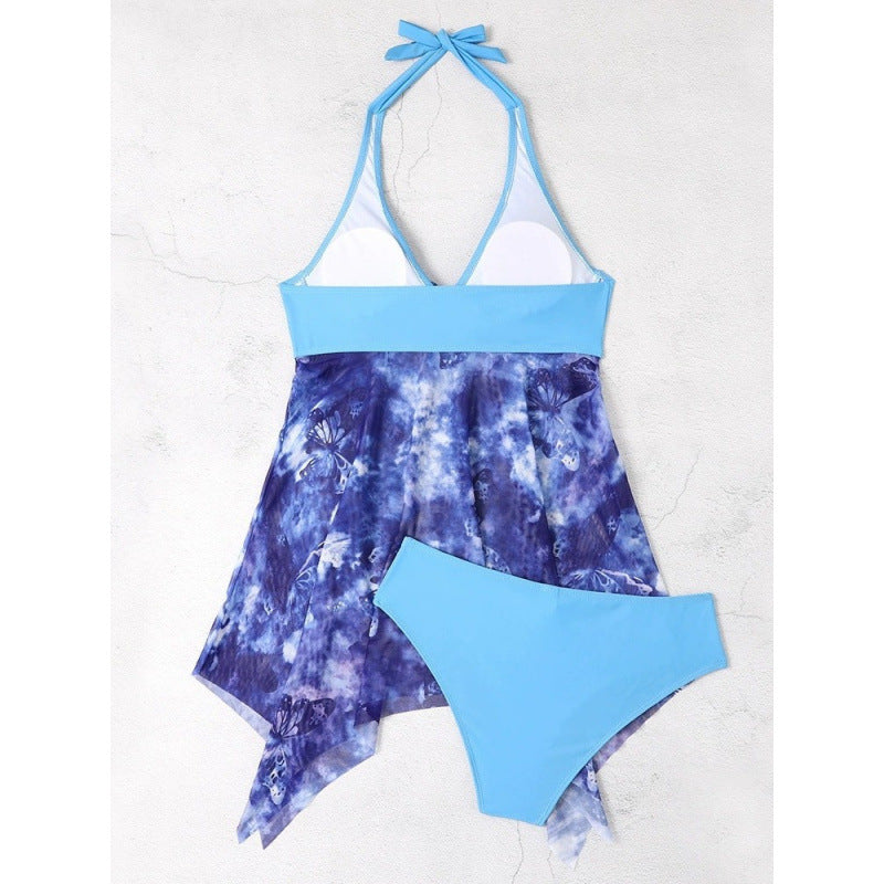 Dame Tankini med floweret omslagdesign og justerbar top Skovae