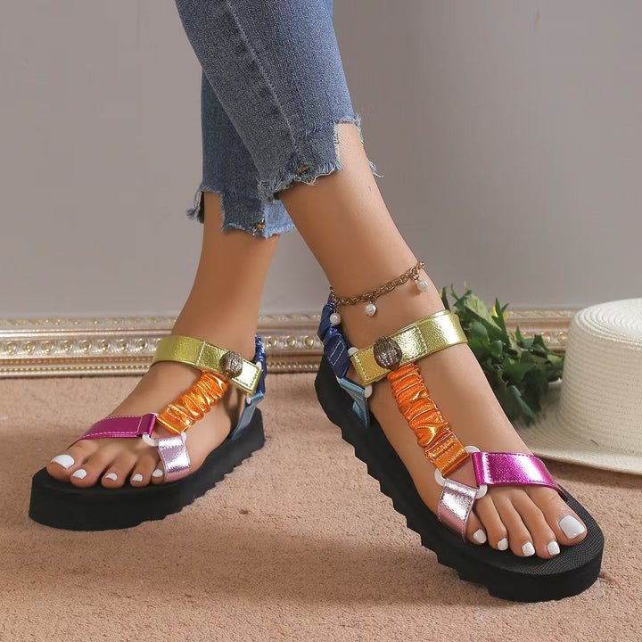 Dame Trendy Sandaler med elastiske Remme og moderne Farvedesign Stilla