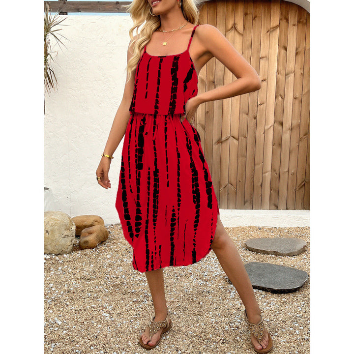 Femme Tribal Print Maxi Kjole med justerbare stropper Stilla
