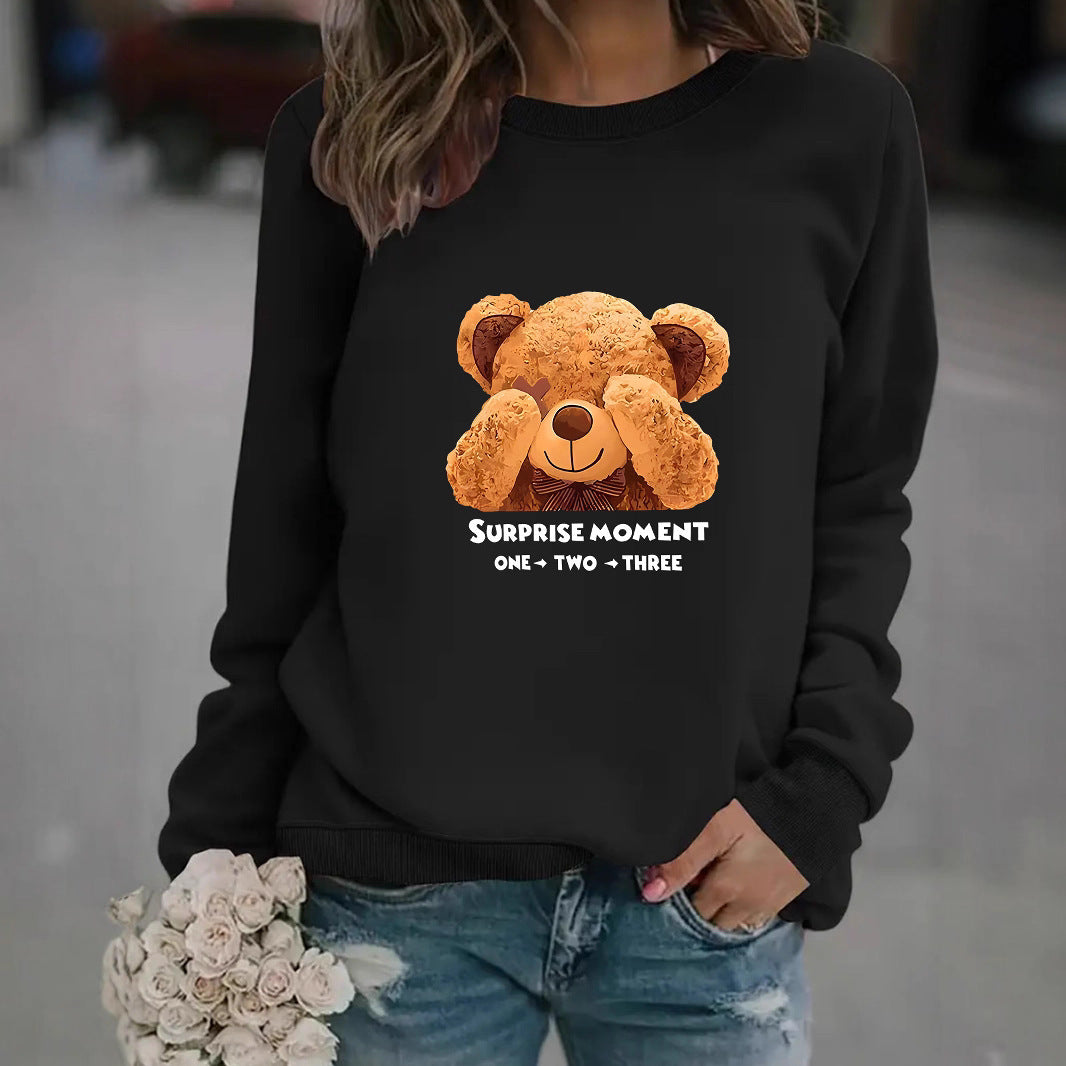 Kvinder Sweatshirt med unikt bjørnemotiv og underholdende sætning Skovae