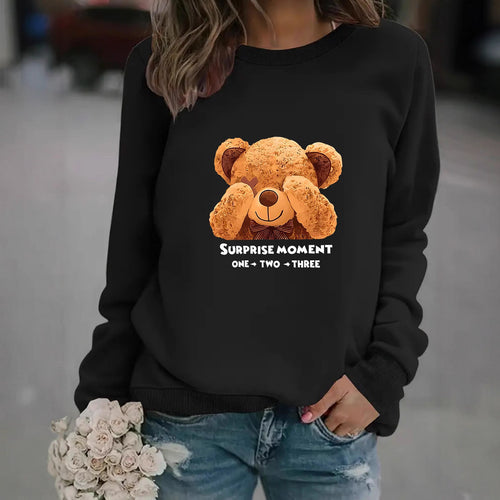 Kvinder Sweatshirt med unikt bjørnemotiv og underholdende sætning Skovae