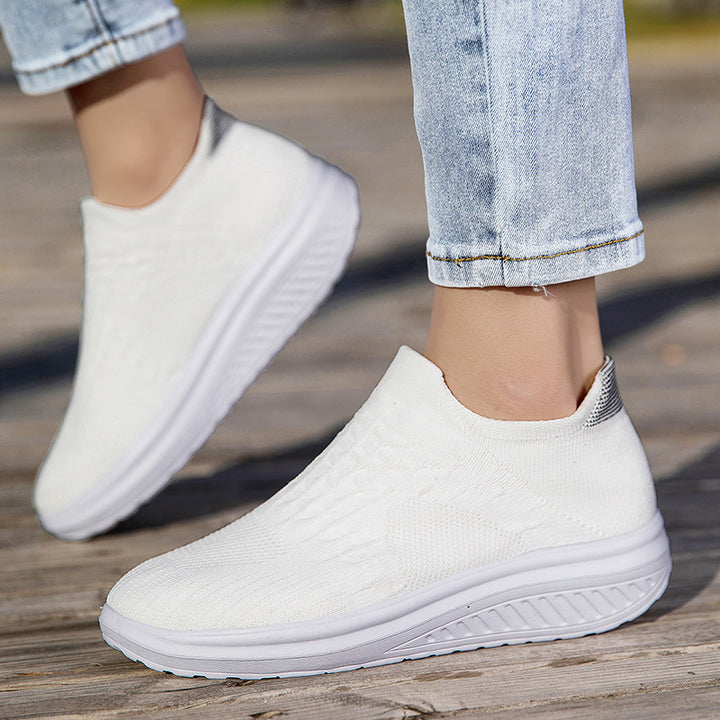 Dame Slip-On Sport Sneakers med åndbart strikdesign Stilla