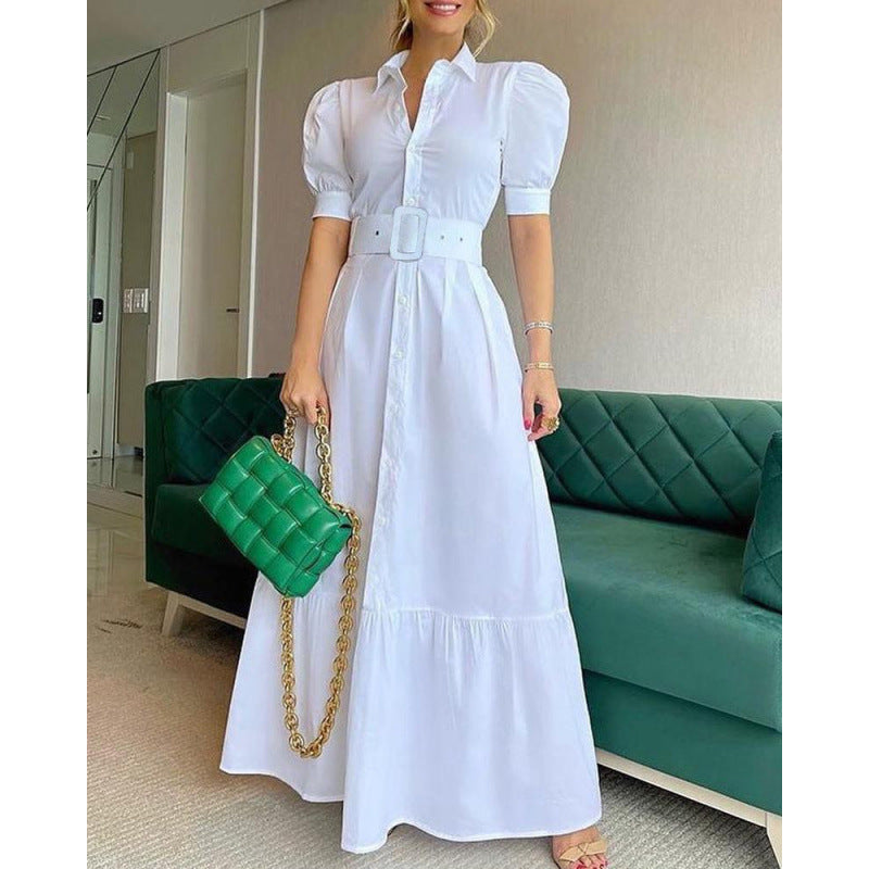 Dame Elegant Puffærmede Maxikjole Stilla