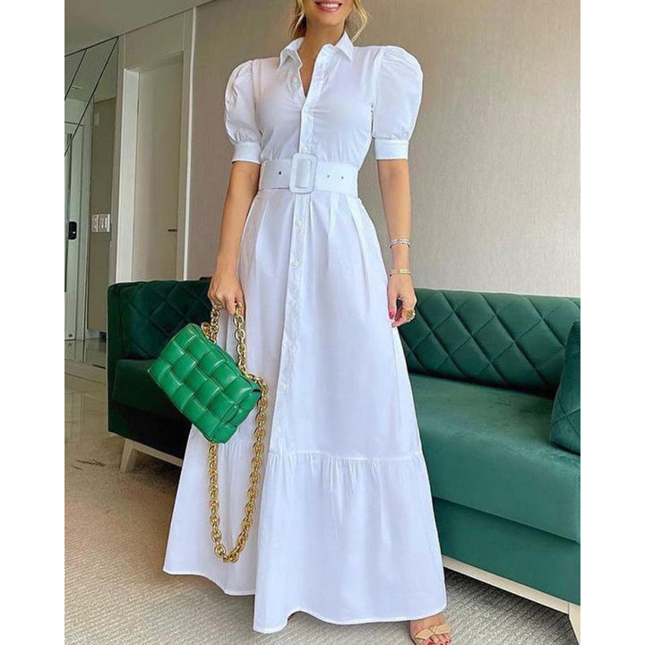 Dame Elegant Puffærmede Maxikjole Stilla