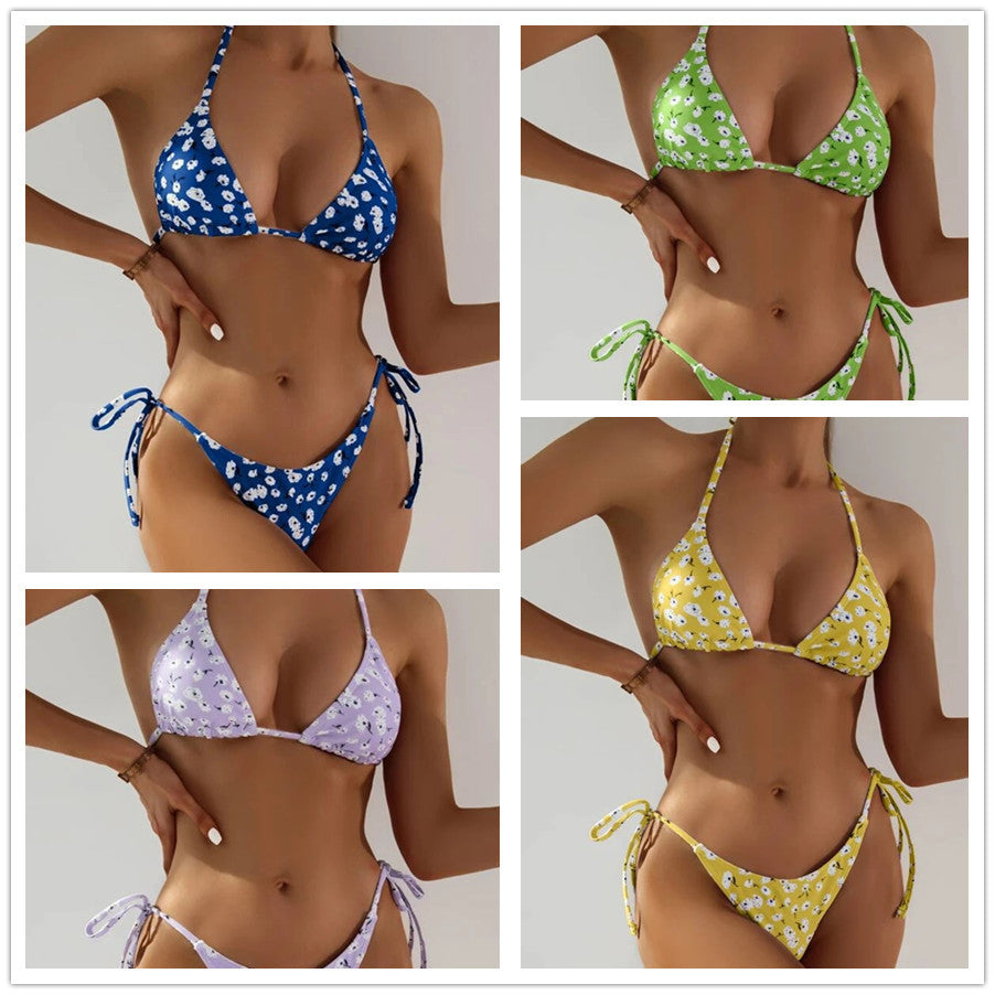 Femme Floral Print Triangle Bikini Sæt Stilla1750243891