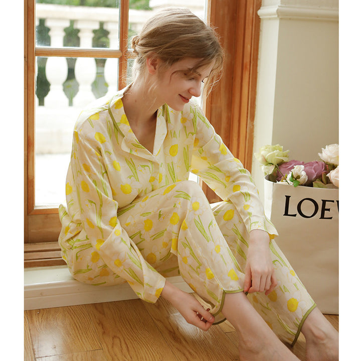 Dame pyjamasæt med blomsterdesign Stilla