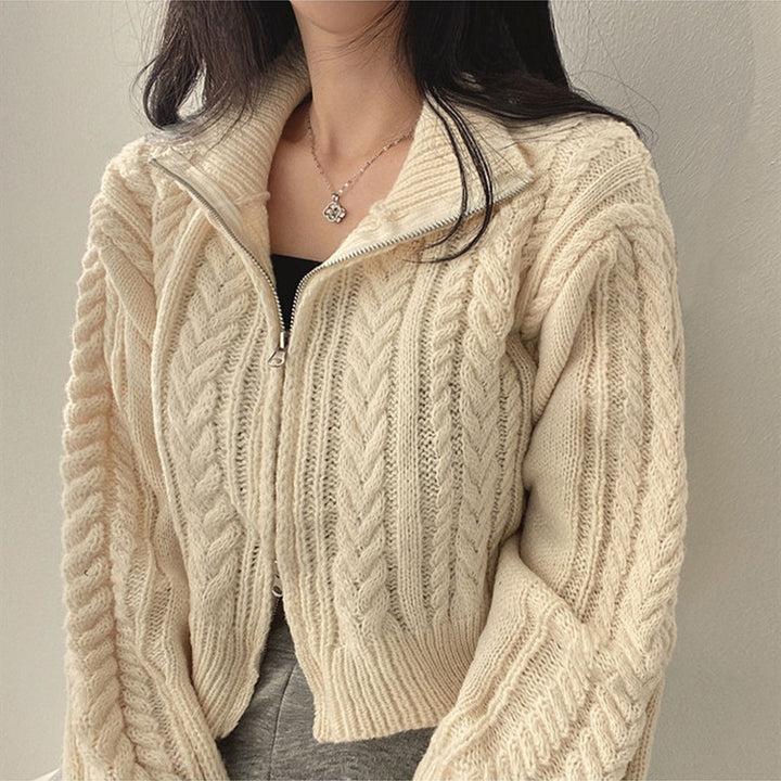 Femme Chunky Lynlås Kabelstrik Cardigan Stilla