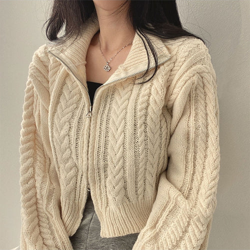 Femme Chunky Lynlås Kabelstrik Cardigan Stilla