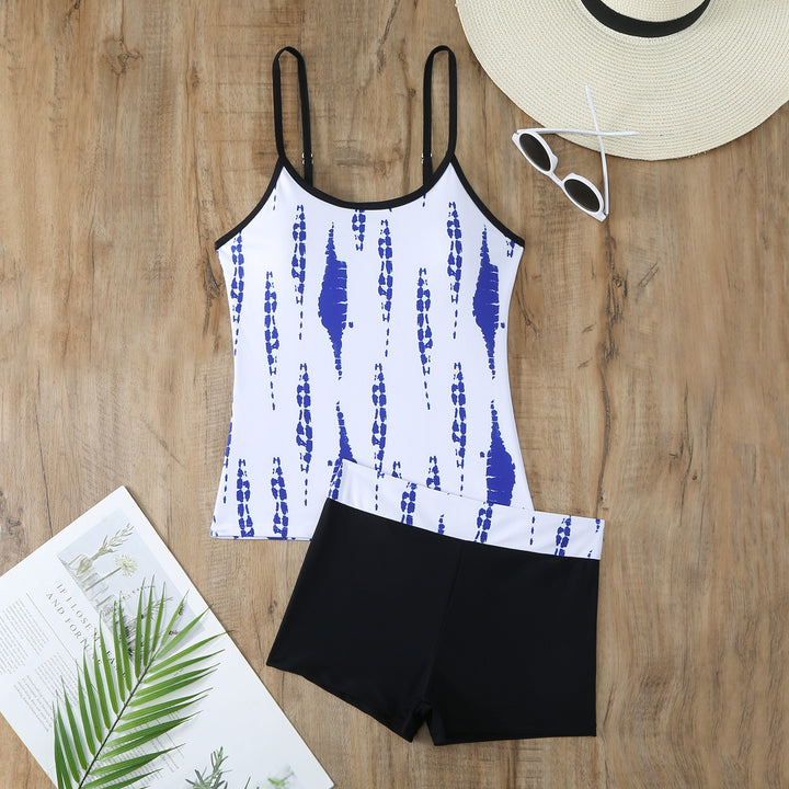 Dame Sport Tankini-Sæt med stilfuld blikfang-mønster og komfortable shorts Stilla