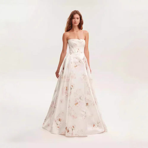 Dame Trachtenkjole med blomsterdesign og bustier-overdel Stilla