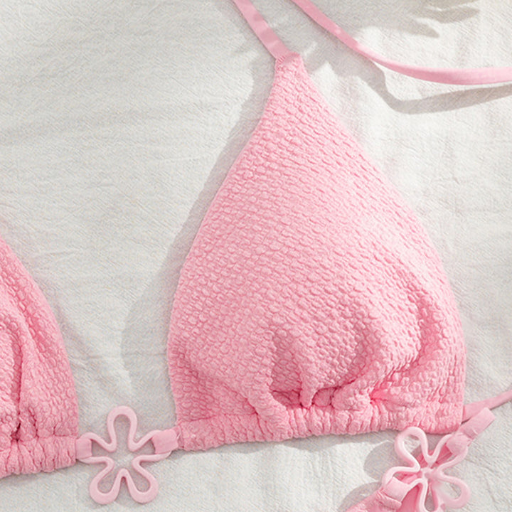 Dame bikini sæt med blomsterdetalje og høj kvalitetsstruktur Skovae