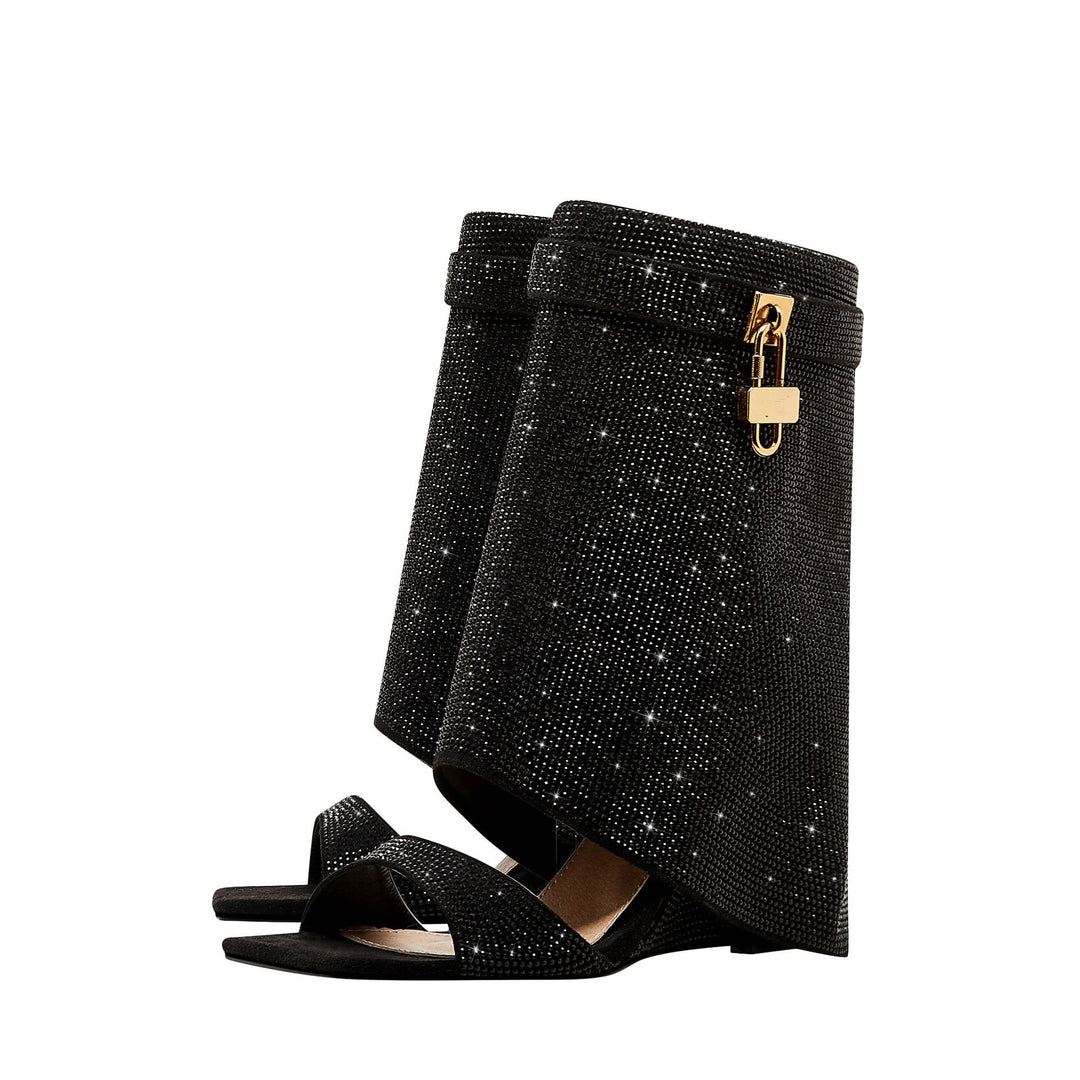 Femme med strass dekorerede Open-Toe ankel-wrapping hæle Stilla