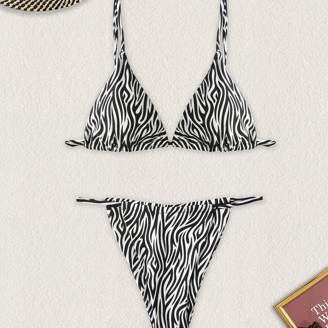 Dame Triangel-Bikini med spændende zebra-design og justerbare stropper Skovae