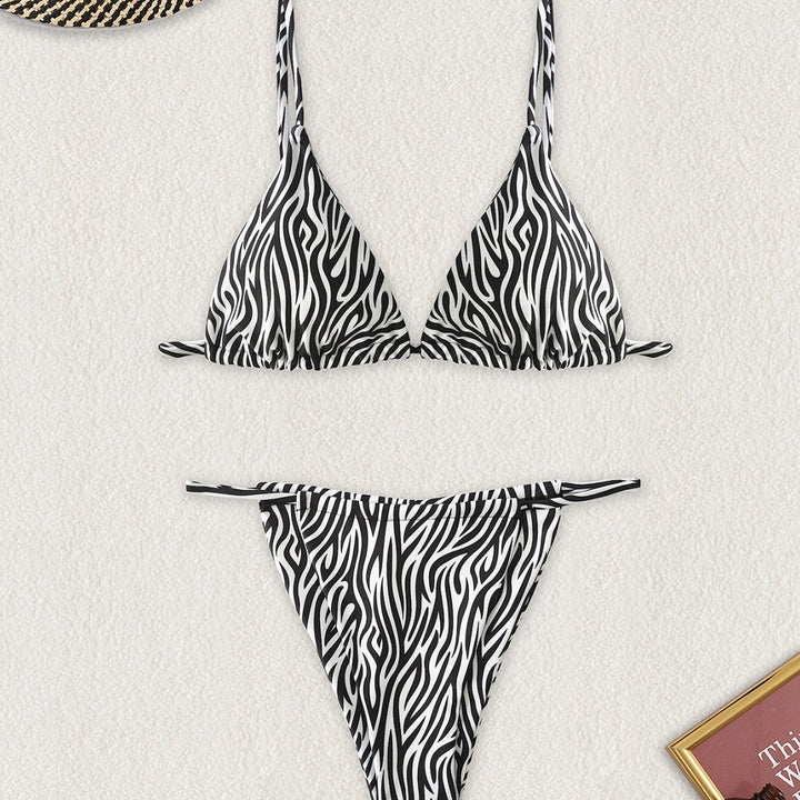 Dame Triangel-Bikini med spændende zebra-design og justerbare stropper Skovae