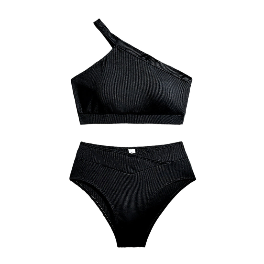 Dame bikini-sæt med asymmetrisk top og høj talje Stilla