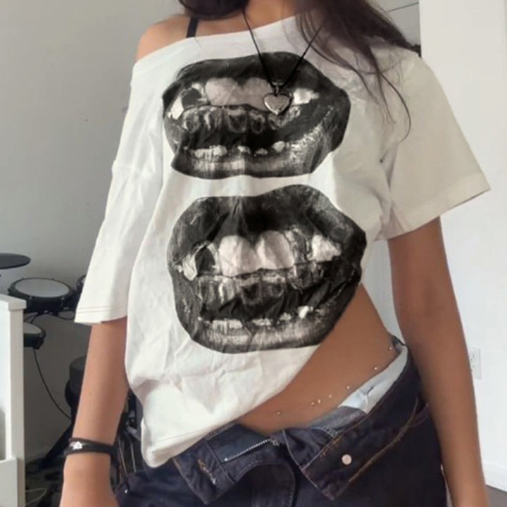 Damer Kreativ Oversized T-Shirt med grafisk tryk Skovae