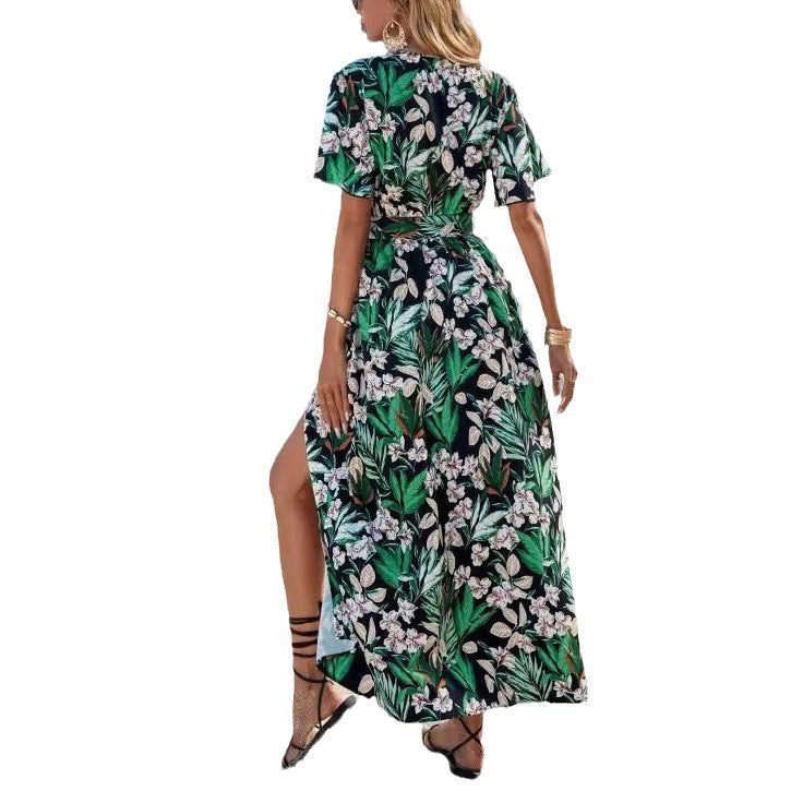 Dame blomster mønster indpakning maxi kjole Stilla 1751507051