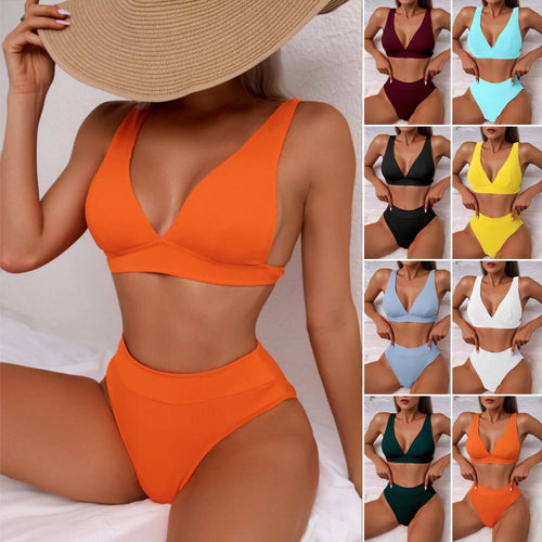 Damer Højt skåret bikini med åndbart top og elastisk bånd Skovae