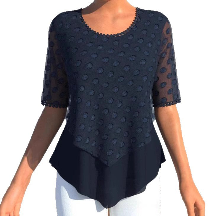 Dame elegant tunika med transparente ærmer og struktureret design Stilla