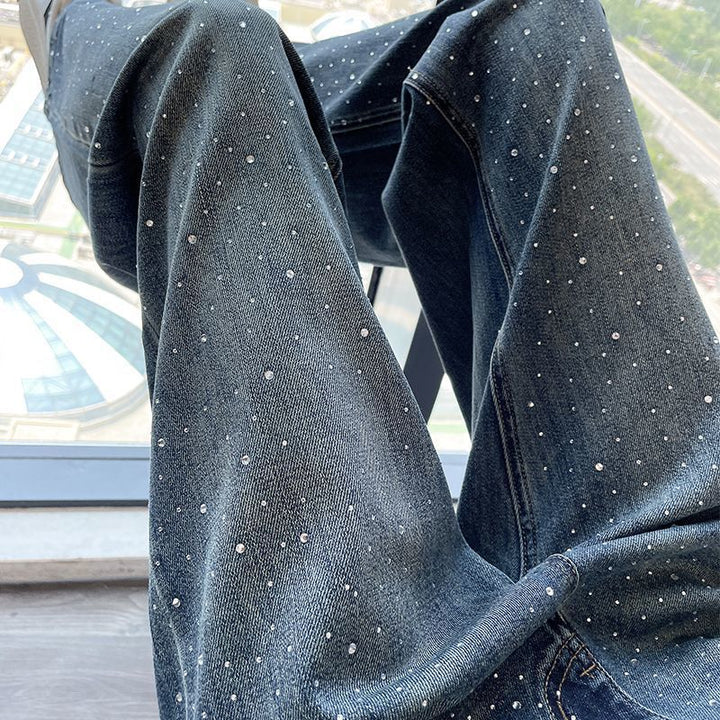 Damejeans med skinnende perledetaljer Stilla