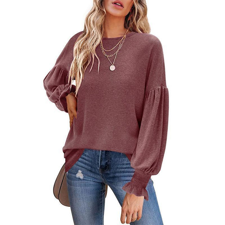 Dame afslappet sweater med ballonærmer og raffineret kant Stilla