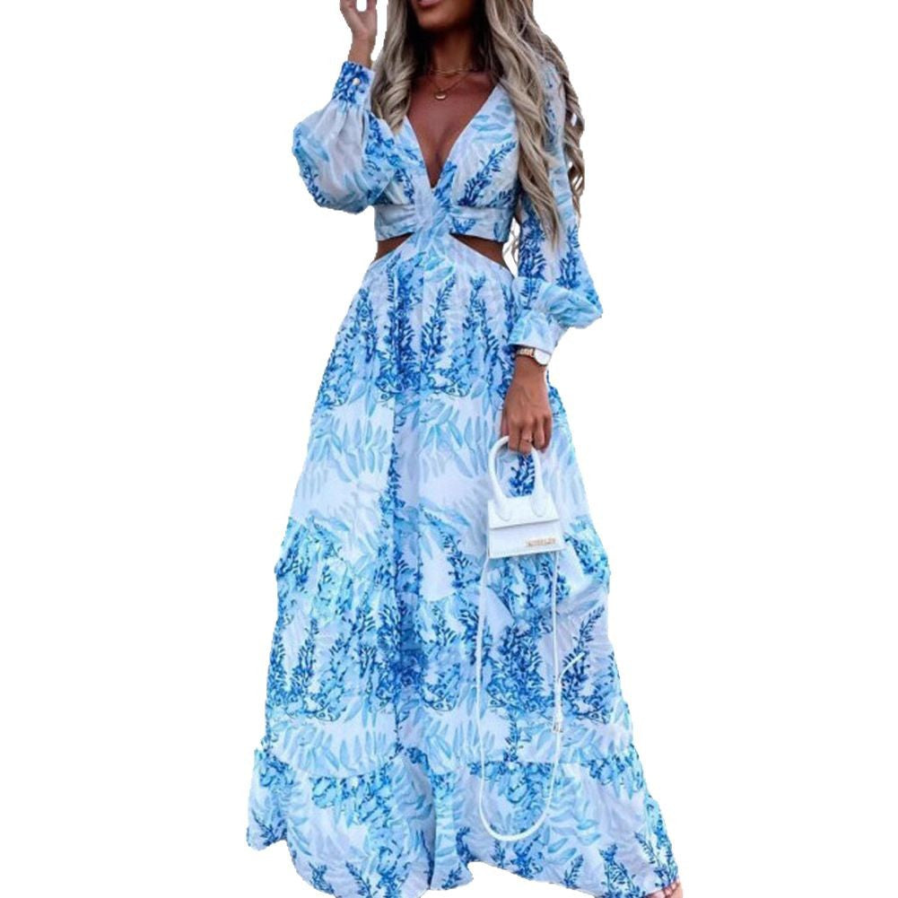 Dame maxikjole med florale motiver Stilla