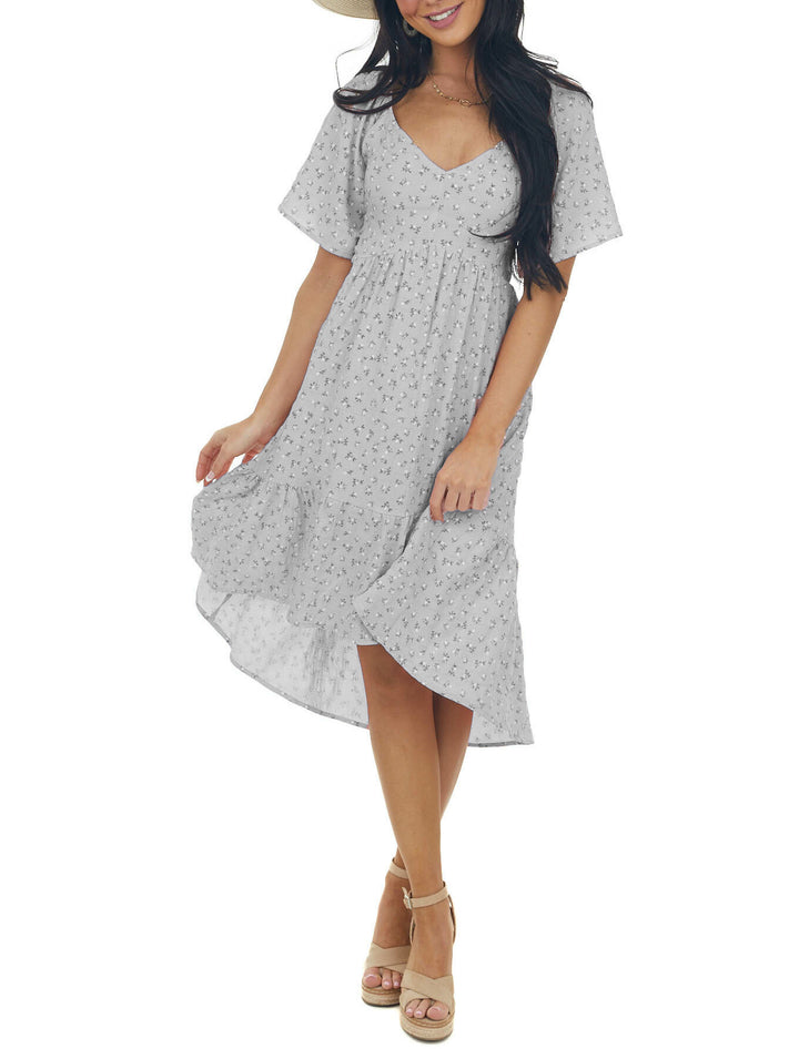 Dame Floral Print Hi-Low Midi Kjole Stilla