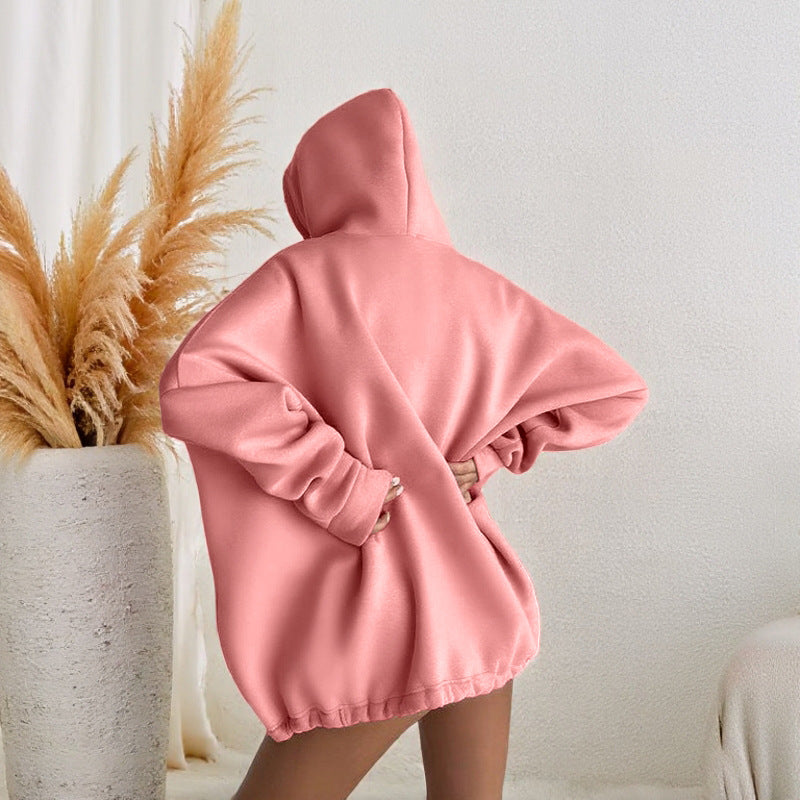 Kvindernes oversized hoodie med justerbar talje og kængurulomme Skovae