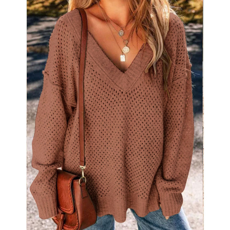 Damer luftig strikket sweater med moderne blonder mønster Stilla
