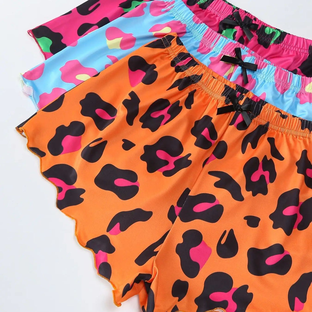 Dame fashionable shorts sæt med iøjnefaldende leopardmønster Stilla