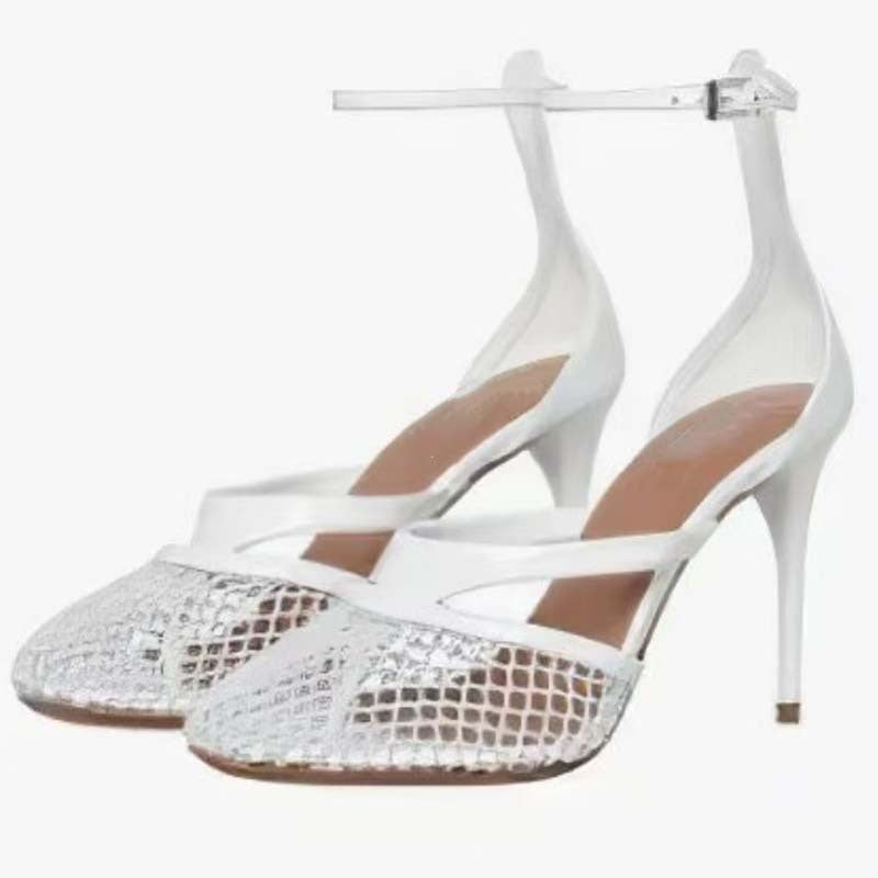 Dame Stropper Åben Tå Stiletto Hæle med Mesh Detaljer  Stilla