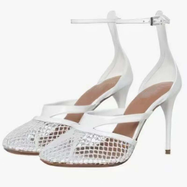 Dame Stropper Åben Tå Stiletto Hæle med Mesh Detaljer  Stilla